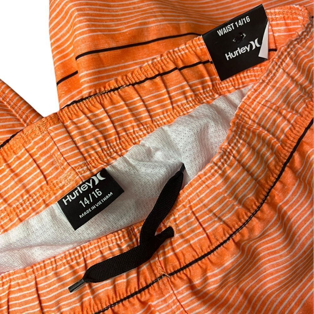 Hurley Boys’ Board Shorts Swim Trunks Size 14/16 Orange Striped NWT - Picture 5 of 5